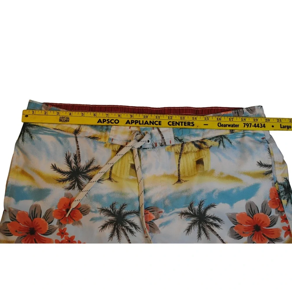 Caribbean Joe Tropical Palm Tree Hibiscus Swim Trunks Board Resort Shorts Men XL